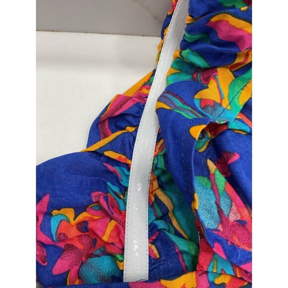 J. Crew Square Neck Midi Bright Floral Ruffle Tiered Dress Size 8 - Picture 5 of 8